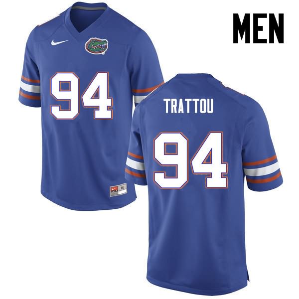 NCAA Florida Gators Justin Trattou Men's #94 Nike Blue Stitched Authentic College Football Jersey MUJ6064QF